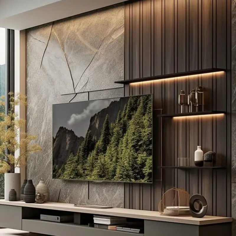Wooden Panel Media Wall | Instylea | UAE TV Units