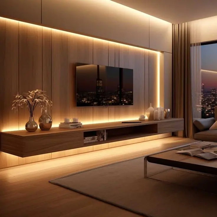 Wooden Panel Media Wall | Instylea | UAE TV Units