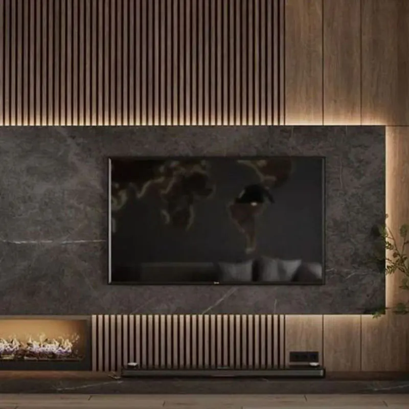 Wooden Panel Media Wall | Instylea | UAE TV Units
