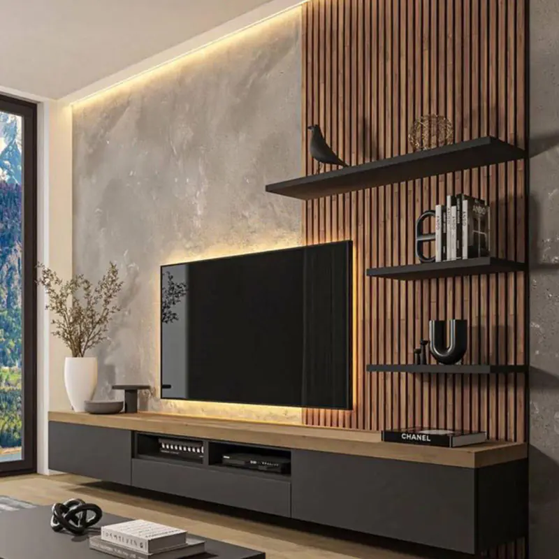 Wooden Panel Media Wall | Instylea | UAE TV Units