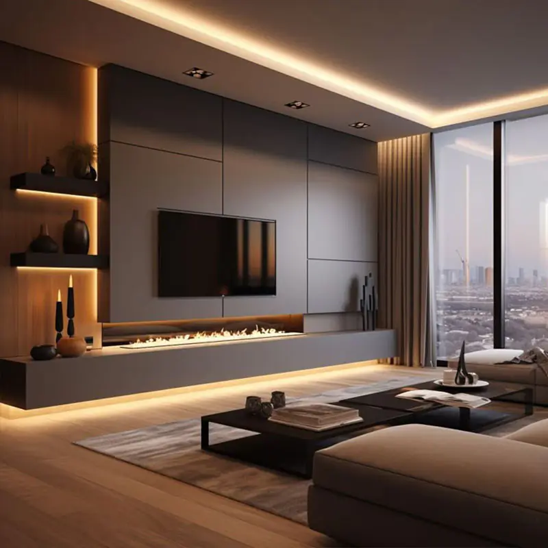 Wooden Panel Media Wall | Instylea | UAE TV Units