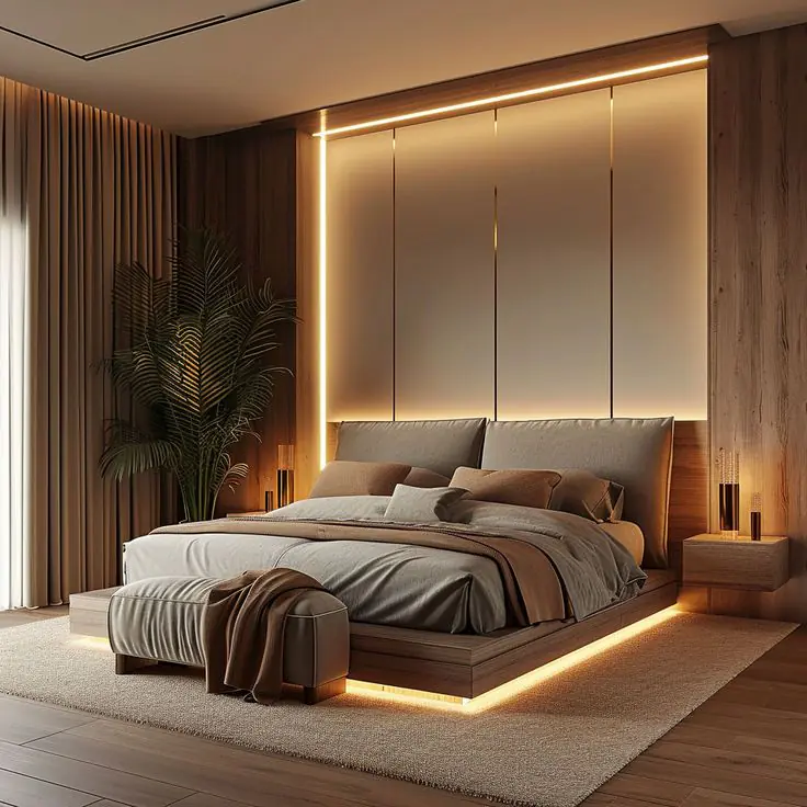 bedroom interior design 2025 trend serene natural textures and soft lighting
