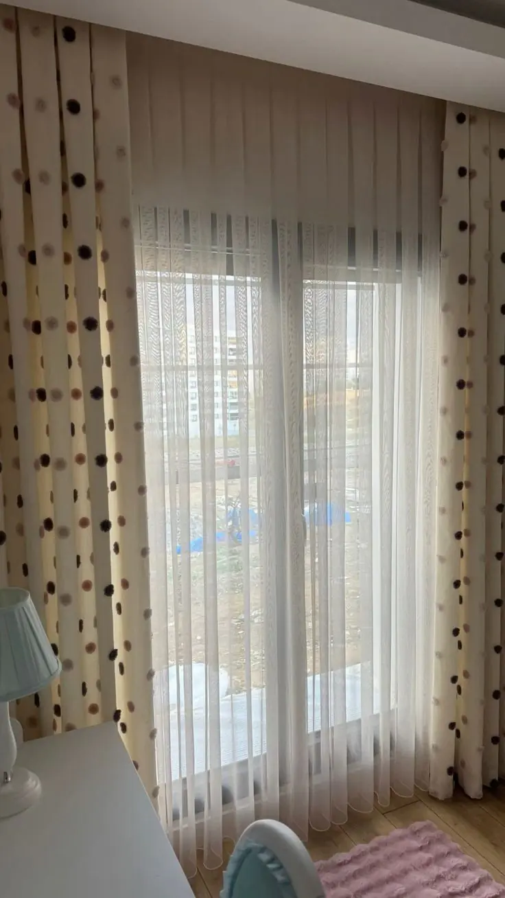 Best Curtains for Girls Room with pastel voile and blackout layer in a Dubai bedroom