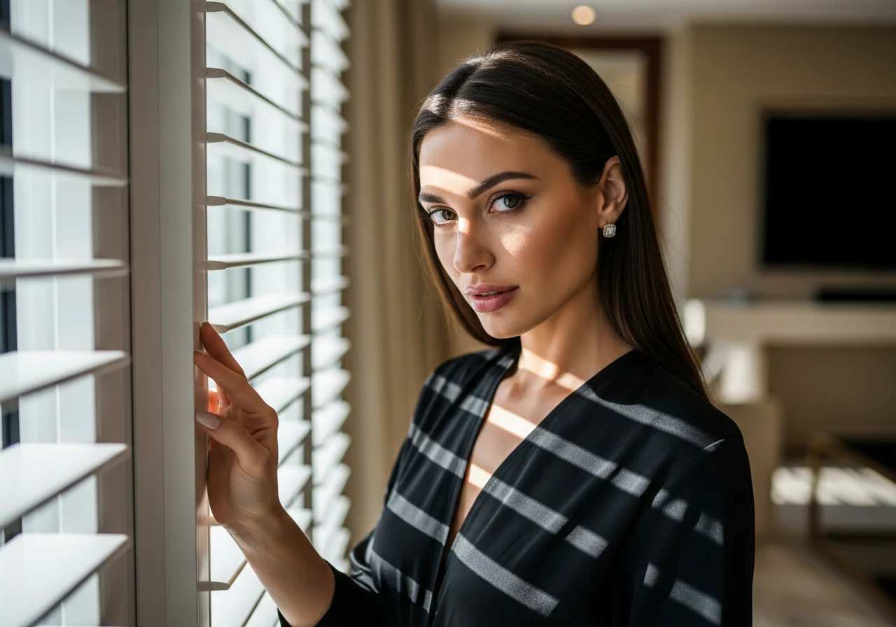 Living Room Shutters Dubai, Elegant Plantation & Wooden Window Designs | Instylea Interior | United Arab Emirates