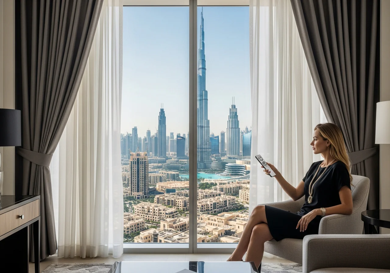 Motorised Curtains in Dubai, Smart, WiFi & Remote-Controlled Window Systems | Instylea Interior | United Arab Emirates