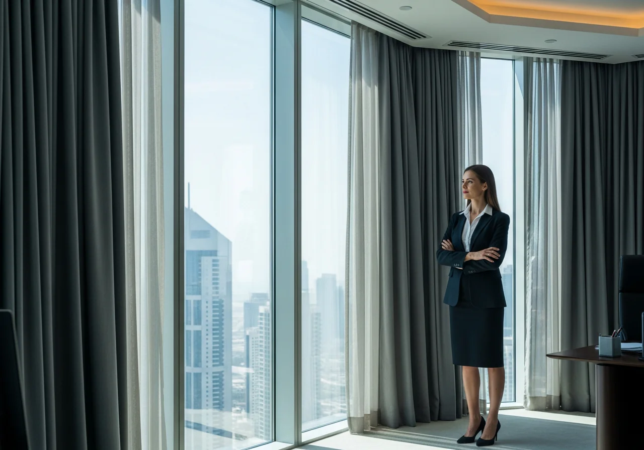 Office Curtains in Dubai, Motorised, Blackout & Soundproof Window Solutions | Instylea Interior | United Arab Emirates