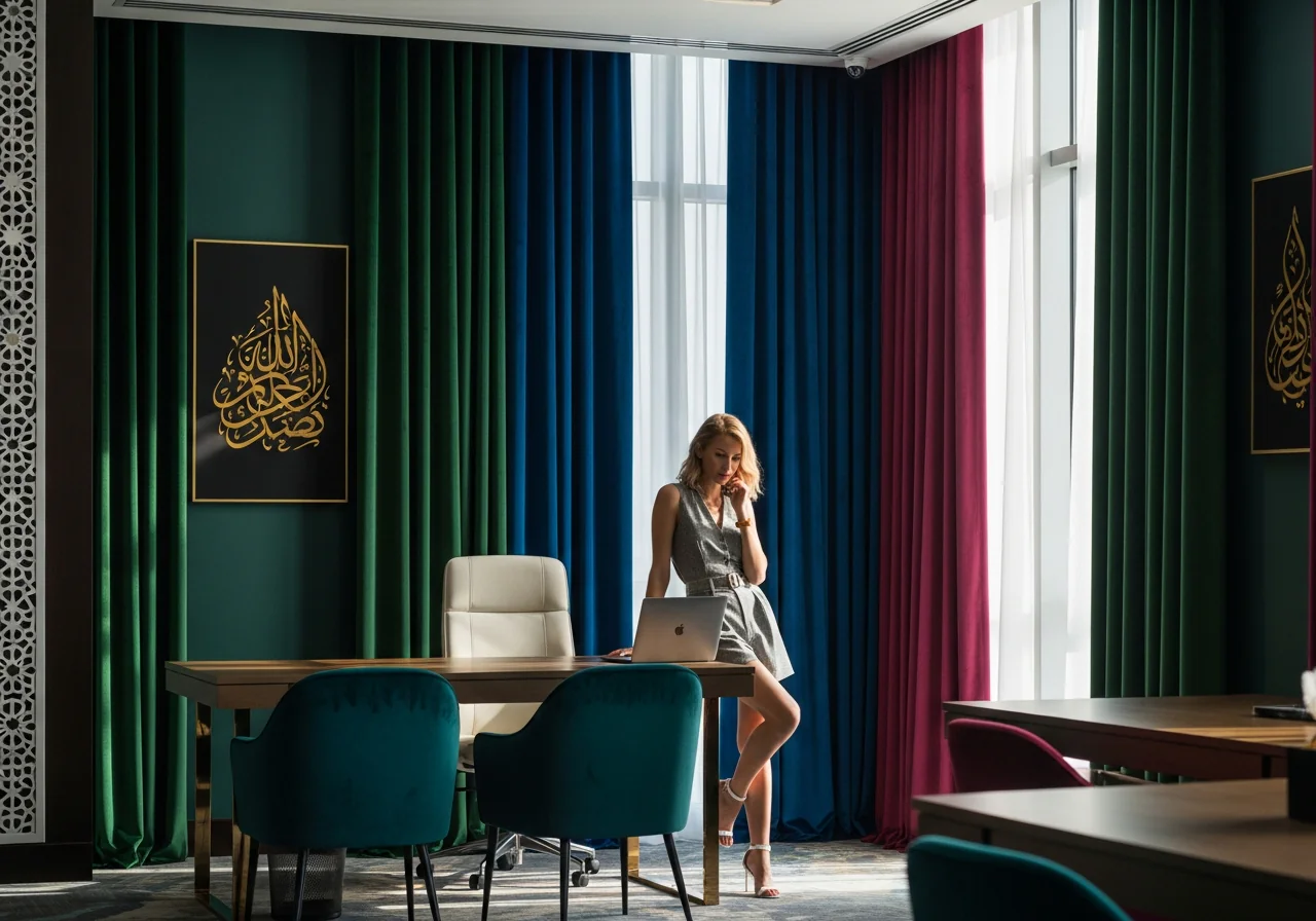 Velvet curtains in Dubai Offices, clinics and working spaces across Dubai