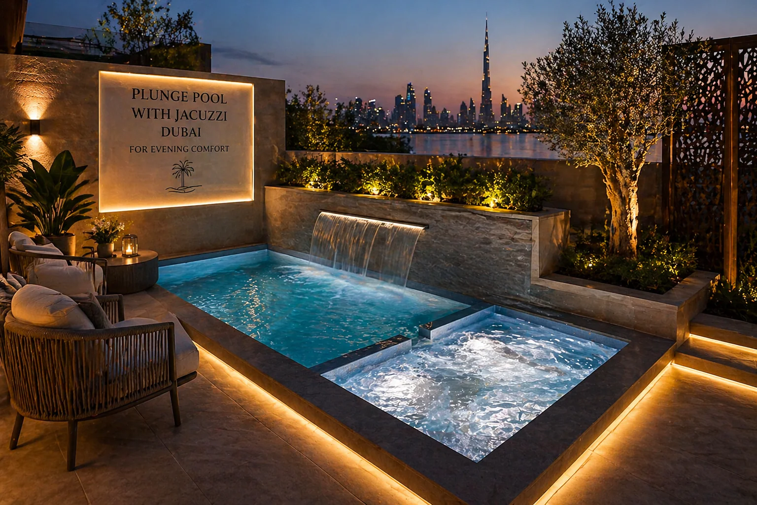 Plunge pool with jacuzzi dubai for evening comfort
