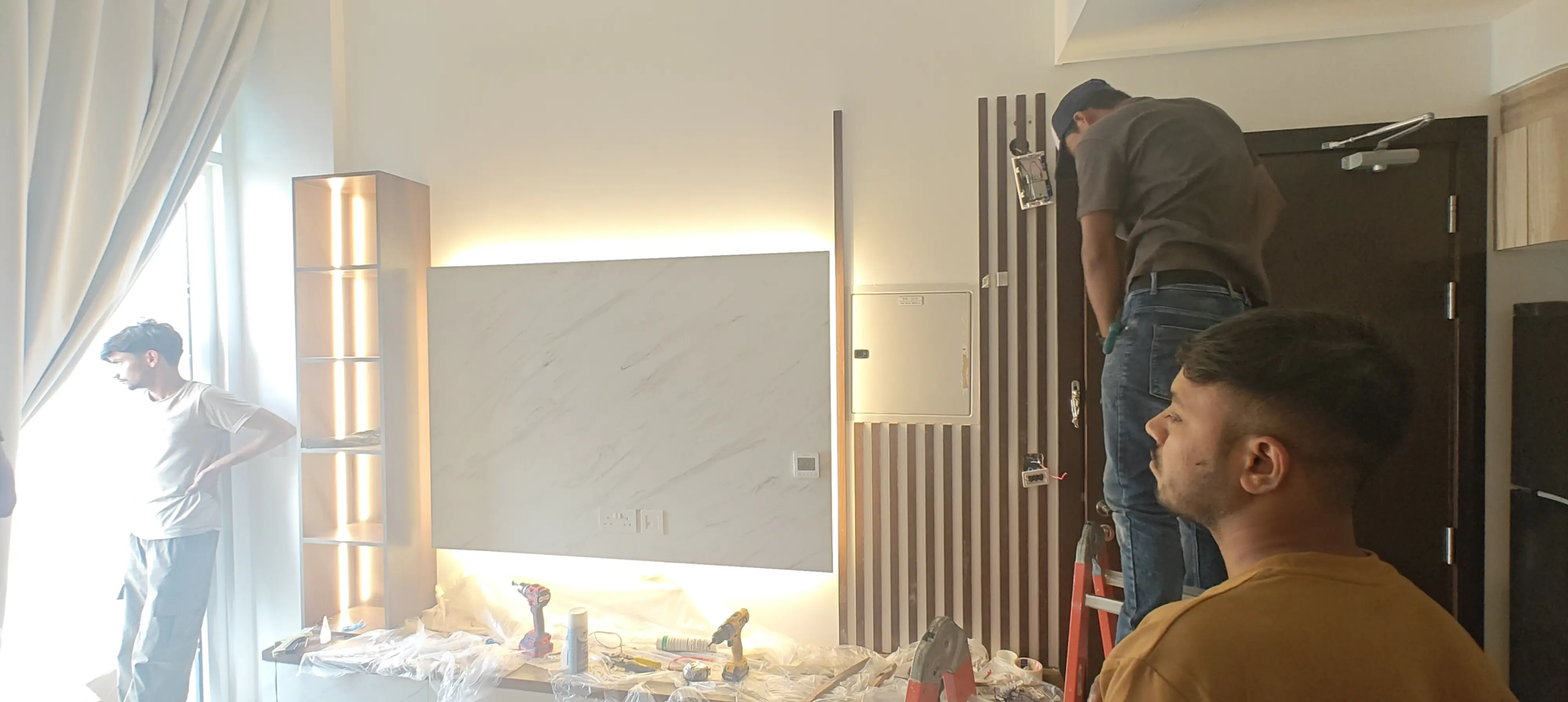 TV media wall and curtains installation in Damac Hills Dubai (47) TV media wall and curtains installation in Damac Hills Dubai (47)