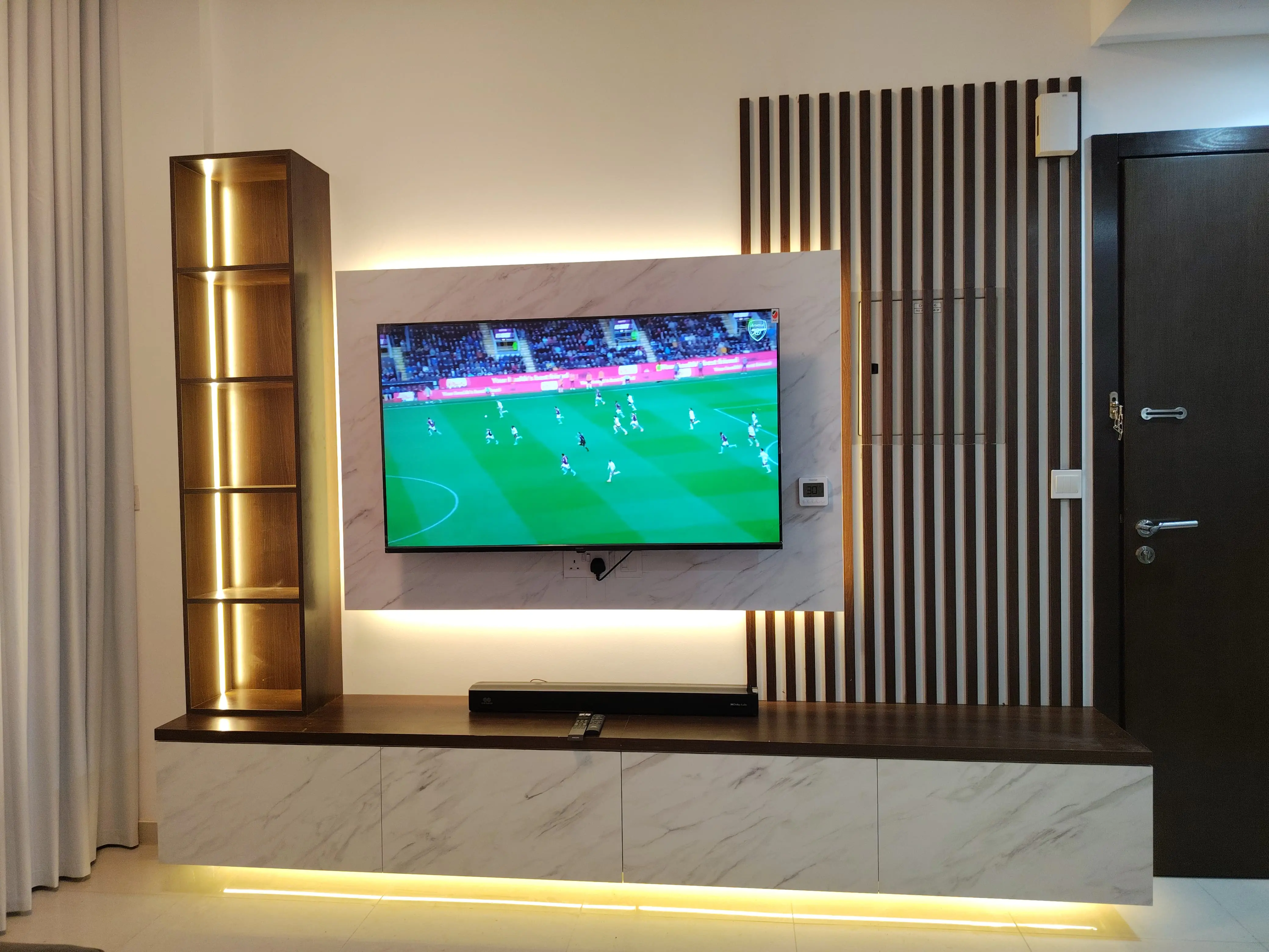 TV media wall and curtains installation in Damac Hills Dubai (50) TV media wall and curtains installation in Damac Hills Dubai (50)