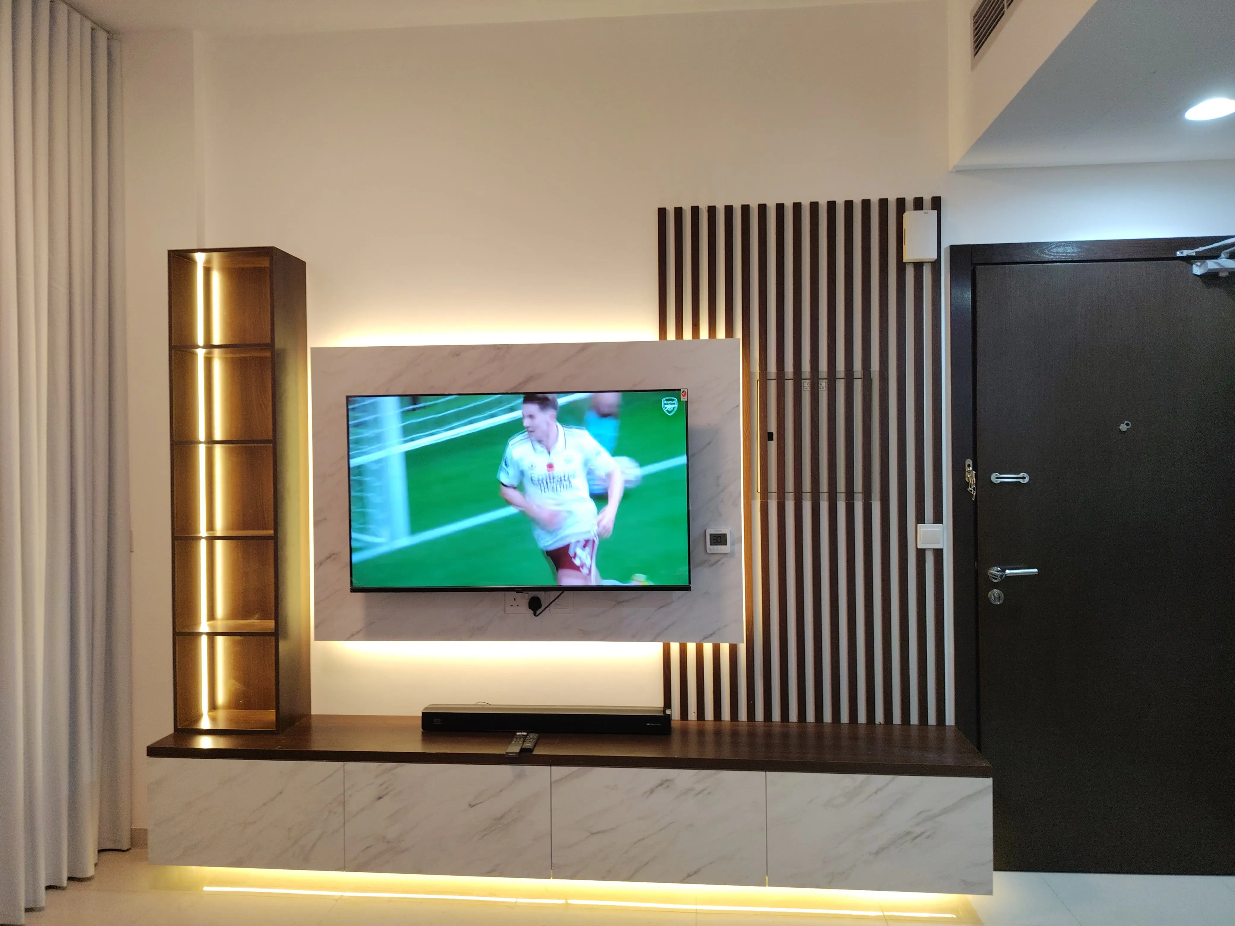 TV media wall and curtains installation in Damac Hills Dubai (51) TV media wall and curtains installation in Damac Hills Dubai (51)