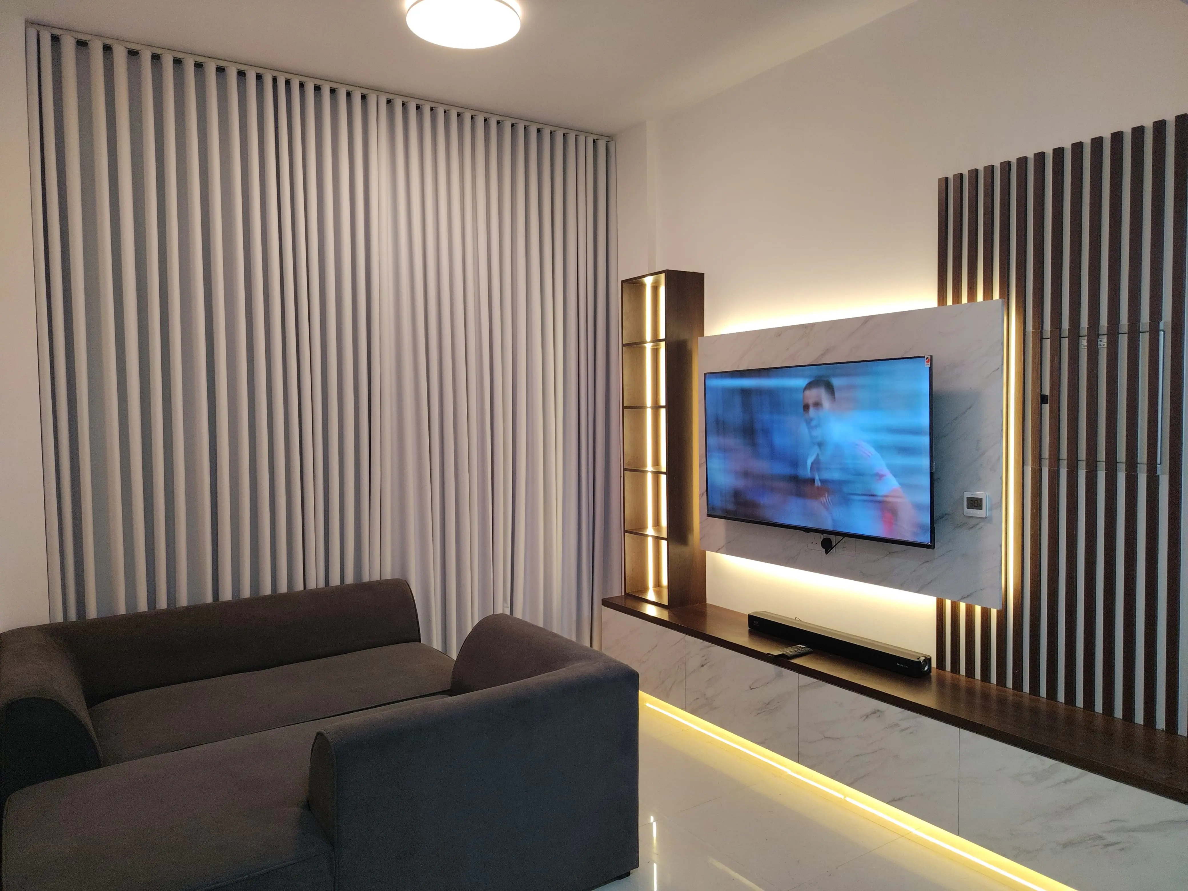 TV media wall and curtains installation in Damac Hills Dubai (68) TV media wall and curtains installation in Damac Hills Dubai (68)