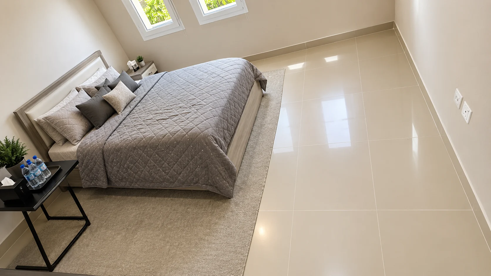 instylea.com-Minimalist-Bedroom-with-Glossy-Floors instylea.com-Minimalist-Bedroom-with-Glossy-Floors